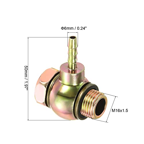 PATIKIL Hose Barb Fitting Elbow 6mm Barbed M16x1.5 Male Thread, Carbon Steel Pipe Adapter Connector for Air Water Fuel Oil Gold - Image 2