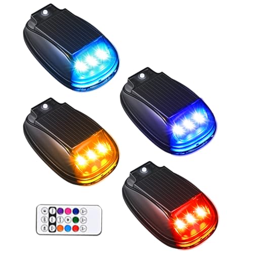 Générique Éclairages Solaires Pour Cabine Avec Capteur De Vibrations, Lampes Solaires Véhicule Pack 4 Feux Toit LED Étanche IP67, Éclairage De Cabine À...