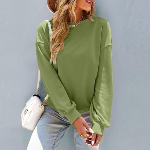 Image of Women Crew Neck Sweatshirts Fall Casual Oversized Sweat Shirts Long Sleeve Cute Preppy Sweatshirt Comfort Pullover