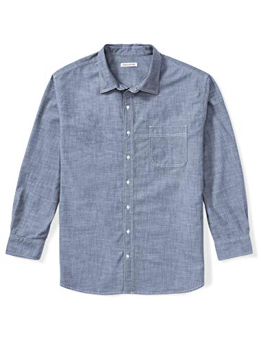 Amazon Essentials Men's Big & Tall Long-Sleeve Chambray Shirt fit by DXL, Rinsed, 3XL