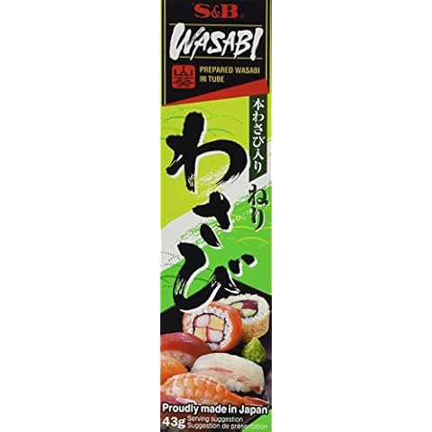 S&B Wasabi - Original japanische Meerrettich Paste in der Tube - Zum Würzen und Marinieren von Lebensmitteln - Mit 4,5 % Wasabi - 5 x 43 g Cover