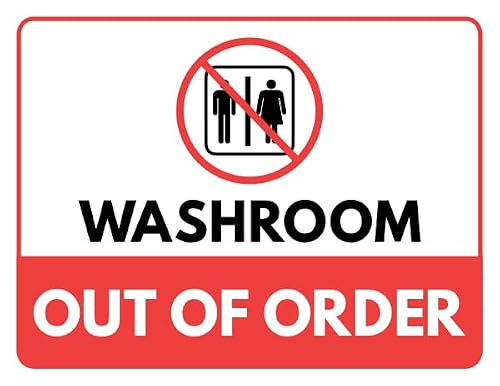 Washroom Out of Order Sign - Bathroom Metal Sign 8x12 Inch for Security Use