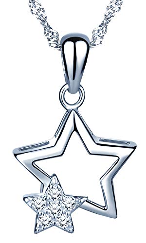 MICSAVI Collier Femme Pendentif Étoiles en Argent Sterling 925 avec Zircone Bijoux pour Femmes Maman Filles