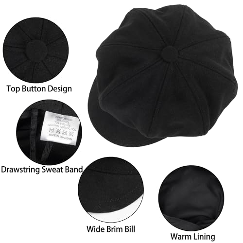 Kids-Girls-Wool-Newsboy Cap - Vintage Winter Outdoor-Boys-Beret Cabbie Hat-Octagonal Toddler Painter Cap for 3-8 Years3