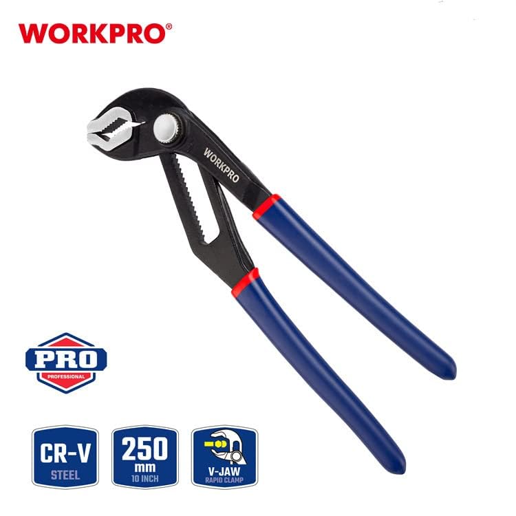 WORKPRO WP231087 Profesyonel Ayarlı Düğmeli Fort Pense, 250mm, CR-V Çelik, Kauçuk Saplı