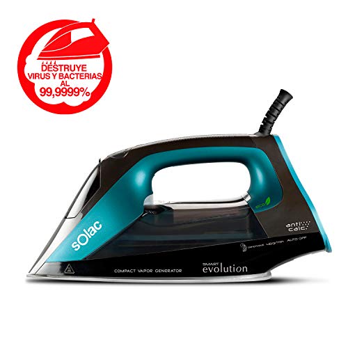 Solac CVG9507 Compact Ironing Center Eliminates 99.9999% of Viruses and Bacteria, Smart Evolution, 2400 W, Auto Disconnect, Coridium Pro Drive Sole.