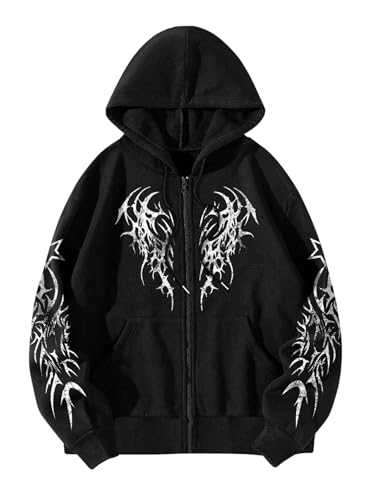 SHENHE Men's Zip Up Graphic Hoodie Long Sleeve Drawstring Thermal