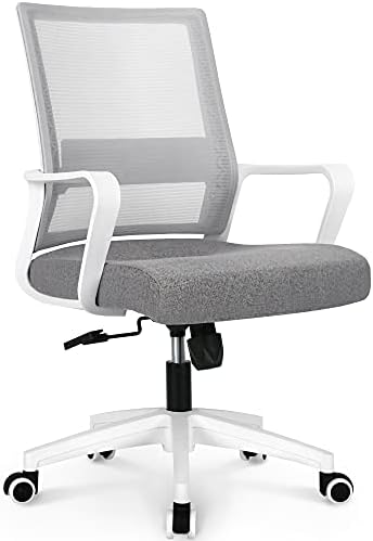 NEO CHAIR Office Chair Ergonomic Desk Chair Mid Back Mesh Computer Chair with Lumbar Support Comfortable Cushion Swivel Adjustable Height Armrest Gaming Chairs for Home Office Desk (Grey)