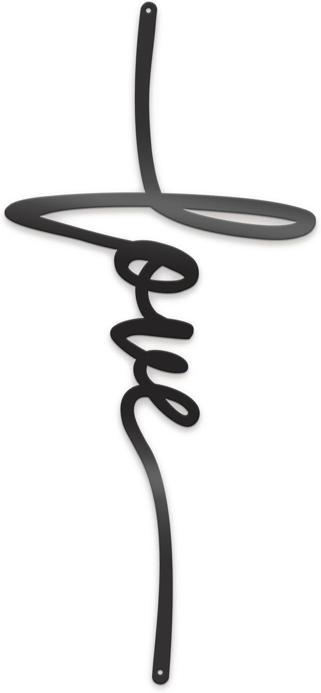 ViveGate Love Sign Metal Cross Wall Decor, 17.5"X9.2" Inch Black Home Word Love Calladagh Cross Bibical Wall Hanging Decoration (17.5"X9.2")