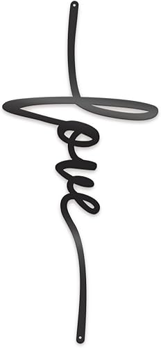 ViveGate Letrero de amor de cruz de metal, decoración de pared, 17.5 x 9.2 pulgadas, palabra negra para el hogar, palabra de amor, cruz de caladagh,