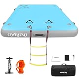 Inflatable Floating Dock Air Platform, 6/8/10ft Air Dock Platform Floating Island Raft, Enlarged Non-Slip Surface Water Floating Dock Mat, 6in Thick Water Platform Swim Dock Mat for Pool Beach Ocean