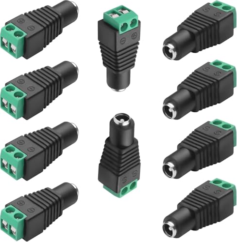 Image of MX DC Female Connector for 4+1 Cable (RT-4 Type) - 5.5mm x 2.1mm Power Socket with Screw Terminal - Pack of 10 - Adapter for CCTV Camera, LED Strip, Router, and 12V Devices