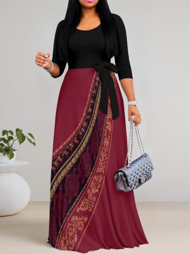 Image of Women's 3 /4 Sleeve Maxi Dress with Pockets