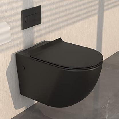 MEJE #MT2003R-BL 55.7 X 35.2 X 40.7 CM Keramik Nanoversiegelung Toilette Hänge WC Schwarz