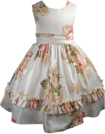 Sleeveless Girls Print Satin Dress Midi Girls Floral Dress Round Neck Girls Party Wear Dresses Pleated Girls Casual Dress