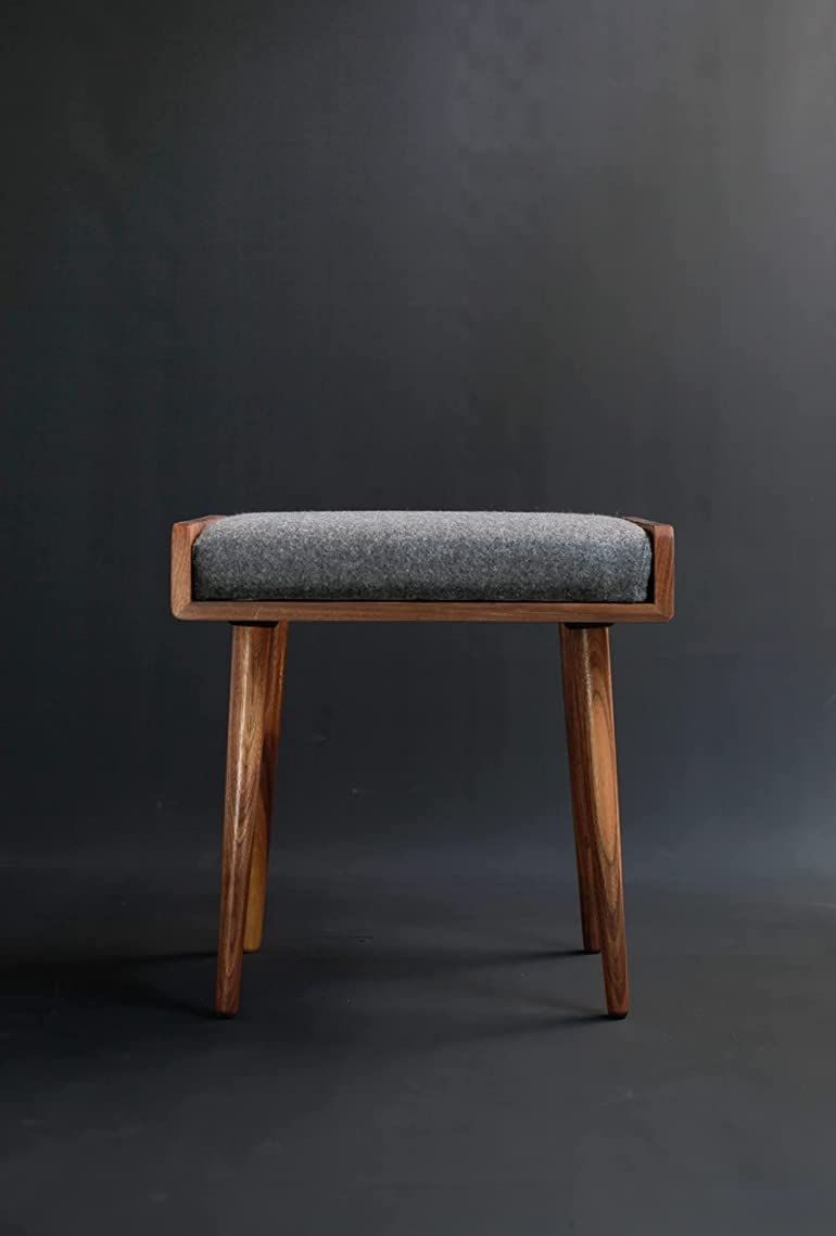 IThree Solid sheesham Wood Furniture Stool/Seat/Ottoman/Bench in Solid Sheesham Wood Stool with Cushion | Sitting Chair with Handle Natural Finish