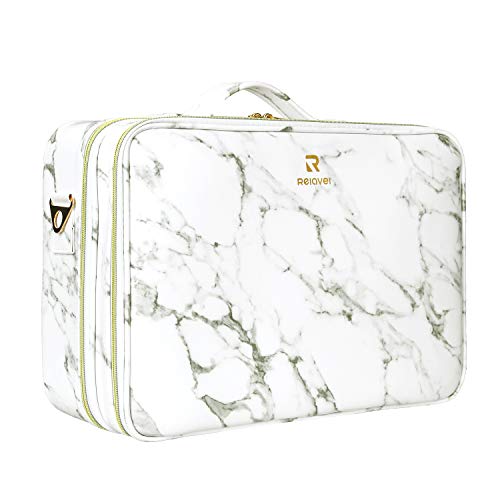 Marble Makeup Bags,Portable Makeup Organizer Bag Travel Case Professional Jewelry Storage Organizer with with Adjustable Dividers for Cosmetics Makeup Brush (medium)
