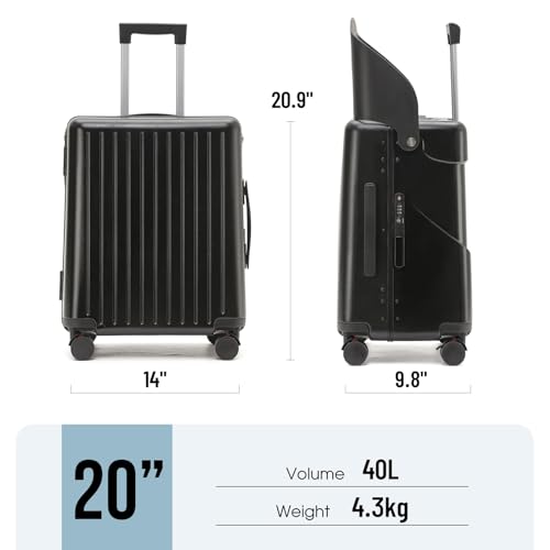 20-Inch Ride-On Suitcase for Kids & Adults – TSA-Approved Underseat Carry-On Luggage with 360° Wheels, Built-In Seat & Safety Belt – Lightweight Durable Spinner Suitcase for Airplane Travel Fits Ages