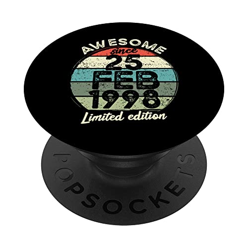 Camiseta de cumpleaños de 25 años, 25 de febrero de 1998, 25 cumpleaños PopSockets PopGrip Intercambiable