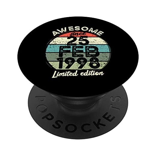 Camiseta de cumpleaños de 25 años, 25 de febrero de 1998, 25 cumpleaños PopSockets PopGrip Intercambiable