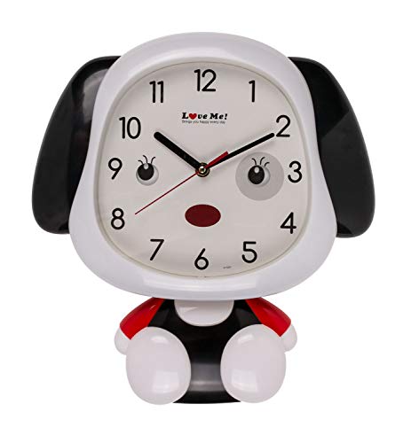 Out of the blue Children's Dog Wall Clock with Movable Eyes and Body Approx. 31cm x 33cm Plastic Battery Operated in Gift Box, Colourful, 26 x 33 cm