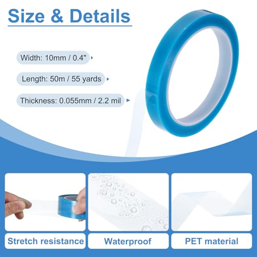 Image of PATIKIL 10mm x 50m Refrigerator Tape PET Fridge Non-Residual Adhesive Tape for Fixing Drawer Refrigerator Air Conditioner Printer Sky Blue
