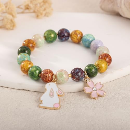 Image of enasal Easter Basket Stuffers for Teens Girls, Nature Stone Easter Gifts Cross Bracelet, Christian Gifts Inspirational Jewelry