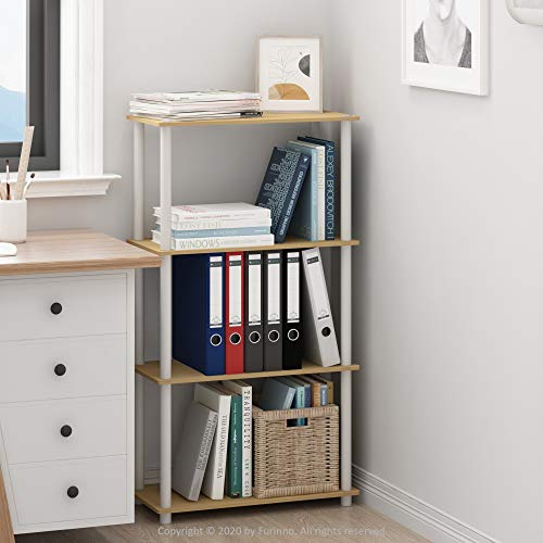 Image of Furinno (99557BE /WH) Turn-N-Tube 4-Tier Multipurpose Shelf Display Rack - Beech /White