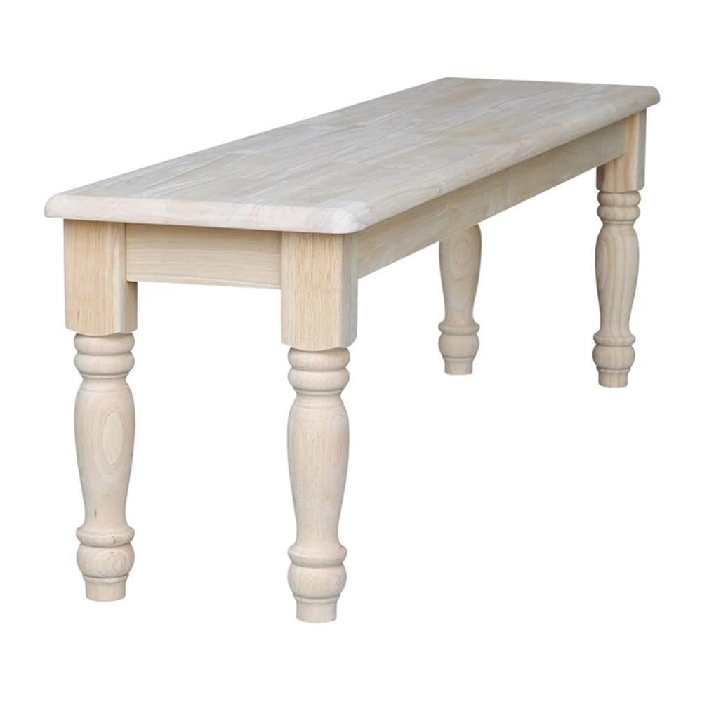 IC International Concepts, Farmhouse Bench, Solid Wood, Real Parawood, 14" W x 60" D x 18" H, 450 lbs wt. Capacity, Easy Assembly, DIY, Paint or Stain Your Way, Unfinished