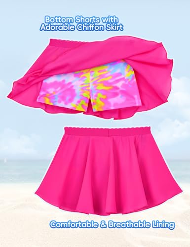 Swimsuit for Girls 8-9 Years Old Rose Yellow Flower Two Piece Long Sleeve Swimwear Rash Guard Sets with Pantskirt4