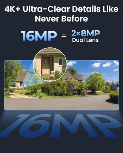 Reolink 16MP UHD Dual-Lens PoE Security Camera z widokiem panoramicznym 180°, śledzeniem ruchu, kolorowym widzeniem nocnym, wykrywaniem osób/pojazdów/zwierząt, 2-drożnym dźwiękiem, Duo 3 PoE