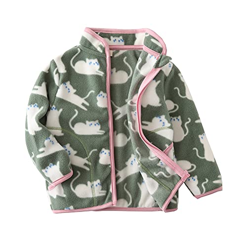 BeiVSlley Toddler Baby Boy Girls Polar Fleece Jacket Coats Kids Warm Full-zip for Spring Autumn, Green, 3-4T