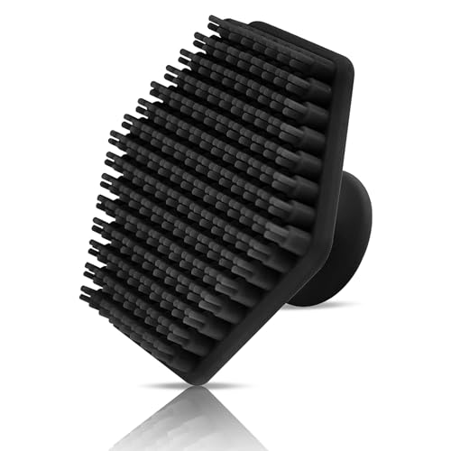 YZIMNRE 1 PC Silicone Body Scrubber Brush Exfoliator with Soft Bristles - Manual Bath Shower Tool for Men and Women - Gentle Facial Cleansing and Skin Care - Exfoliating Massager - Black