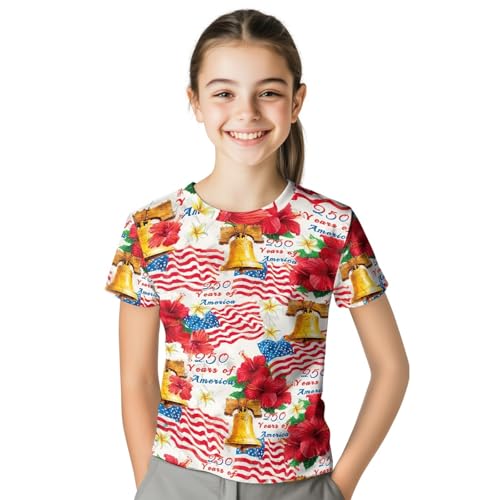 Image of Kids Graphic T-Shirt Boys Girls Novelty Tees Top Short Sleeve Shirts Summer Blouses 3-16