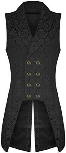 Men's Double Breasted Governor Vest Waistcoat VTG Brocade Gothic Steampunk Victorian Suit Vest