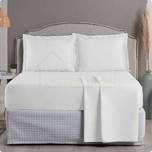 Jogo de Cama Algodão Egípcio 1000 Fios Toque Macio Gelado Algodão Fibra Longa - 3 e 4 Peças (Branco, Solteiro 2pcs)