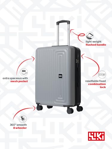 Image of Wiki Ripple Hard Shell Cabin Trolley Bag 55 cm by Wildcraft | Polycarbonate Carry-On Luggage with 8 Spinner Wheels, Combination Lock, Lightweight &Water Resistant Travel Suitcase|Light Grey Black