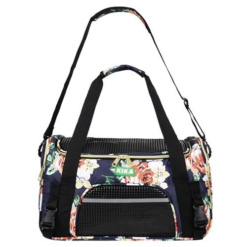 Image of KIKA Pets Goldfinch Cat Bag Carrier | Small Dog Puppy Bag Carrier | Airline Dimension Approved Akasa - Medium Size (17 x 10 x 9 inches), French Peony