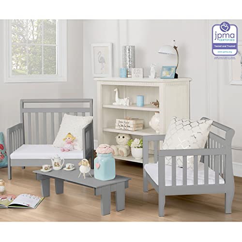 Dream On Me Emma 3-In-1 Convertible Toddler Bed In Steel Grey, Converts To Two Chairs And-Table, Low To Floor Design, Jpma Certified, Non-Toxic Finishes, Safety Rails #TOP3