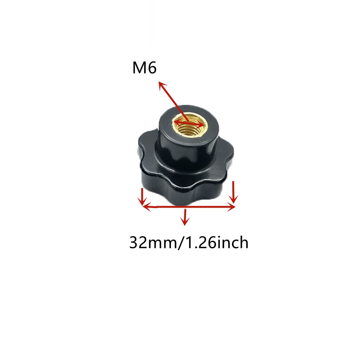 M6 Star Knob Clamping Handle Nut Through Hole Set Black Plastic Screw knurled Clamping nut knob10 PCS