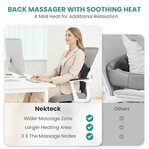 Image of Nekteck Foot Massager with Heat, HSA Eligible FSA Massage Tools Gifts | Shiatsu Heated Electric Kneading Foot Massager Machine for Plantar Fasciitis, Built-in Infrared Heat Function and Power Cord
