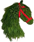 Coronas de Navidad para puerta delantera, diseño creativo de cabeza de caballo, guirnalda de Navidad, entrada, colgador de pared, hojas verdes artificiales, decoración de puerta y ventana
