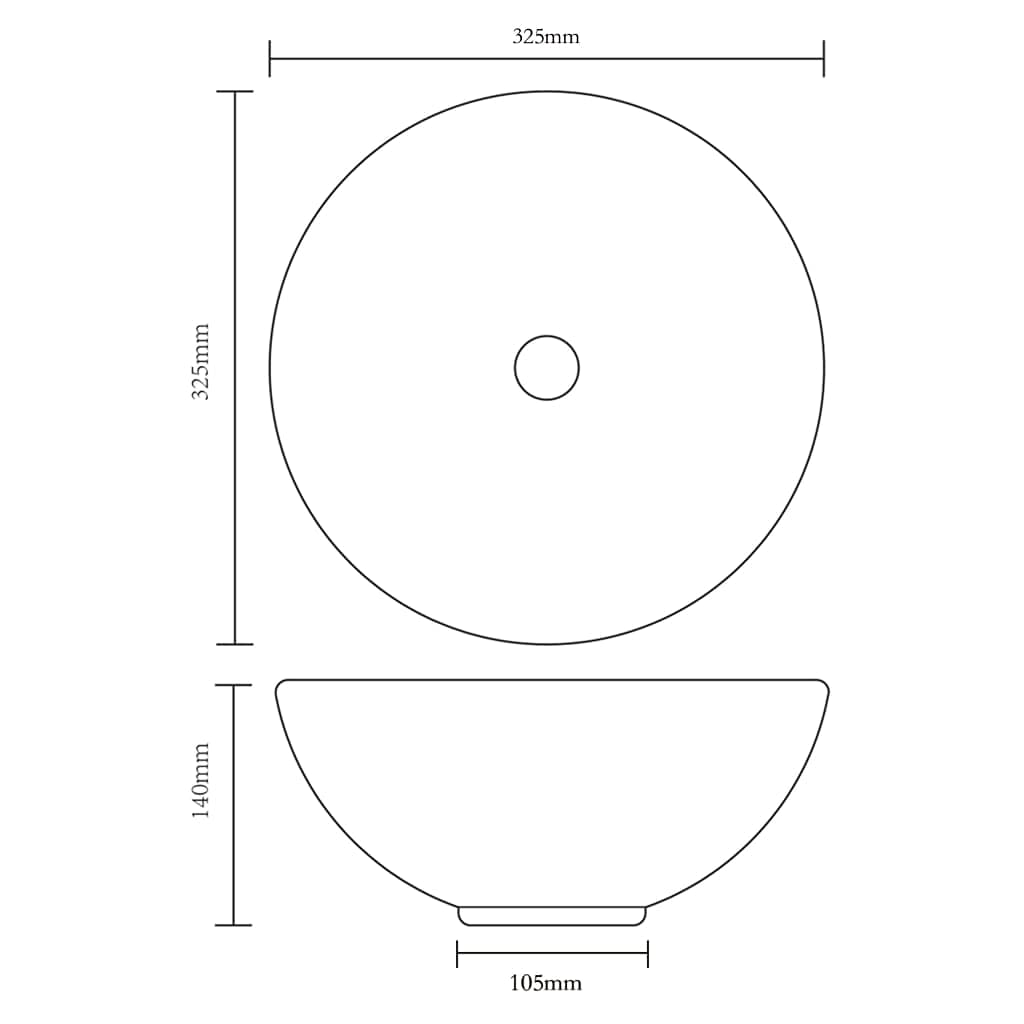 AUVYI Lavabo de toilette d'invités, en céramique, blanc, 32,5 x 14 cm, rond, pour invités, WC, salle de bain, meuble, décoratif, design moderne
