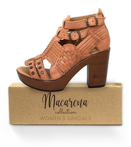 Macarena Collection Womens Shoes Leather Sandals for Women Huarache | Handmade Mexican Sandals Women | Comfortable & Stylish Womens Sandals 3532