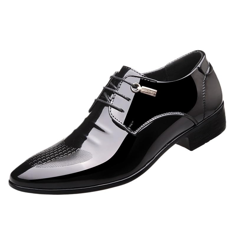 Men's Leather Dress Shoes, Formal Business Oxfords, Lace-up Pointed Toe Plain Shoes, Stylish Prom & Wedding Shoes, British Classic Shoes