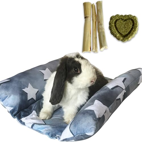 Amremsu 16.5 X 18in Removable and Washable Soft Rabbit Bed, Thickened and Softer Bunny Bed, Double-Sided Plush Rabbit Beds,Rabbits Concave Bed,Small Beds for Animals Indoor,Gray
