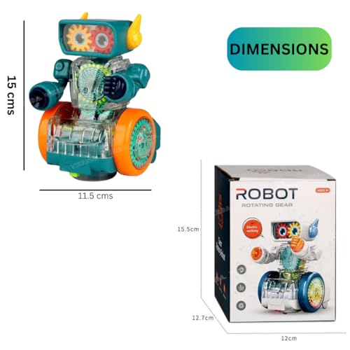 Image of VikriDA Robot Rotating Gear Toy | Transparent Gear Electric Walking, 360 Degree Rotating Bump & Go Robot Toy with Flashing Lights & Sound ( 1 Piece Multicolor )