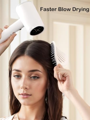 Image of Detangling Hair Brush Comb for Women Men,Curved Vented Detangler Paddle HairBrush for Wet Dry Damaged All Types Of Hair,Self Cleaning Hair Brush (Mint Green)