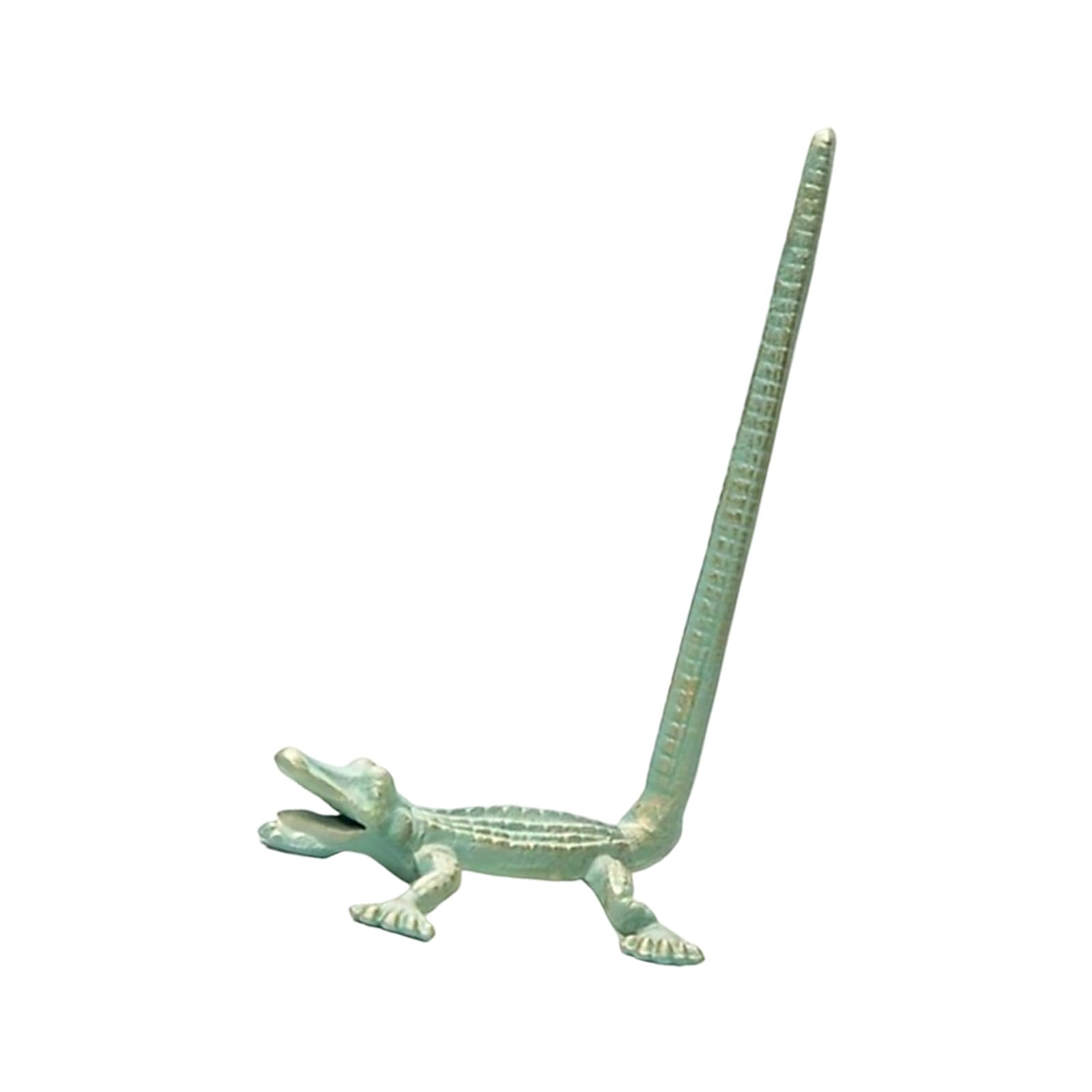 Compact Heavy Wrought Iron Paper Towel Holder Gharial Design for Space Saving Bathroom Kitchen Stable Gavial Deck Holder