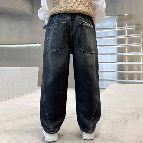 Boys Irregular Sutures Baggy Jeans with Angled Pocket Y2K Hip Hop Wide Leg Casual Denim Pants for Kids Teen4